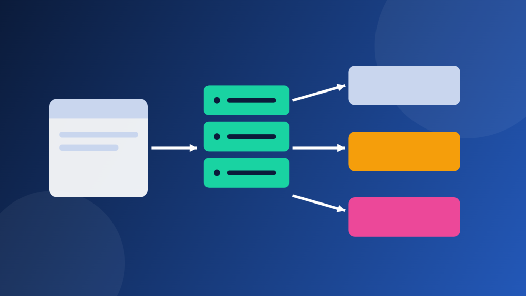 Illustration of a browser sending data through a server to analytics, advertising and CRM tools for server-side tracking