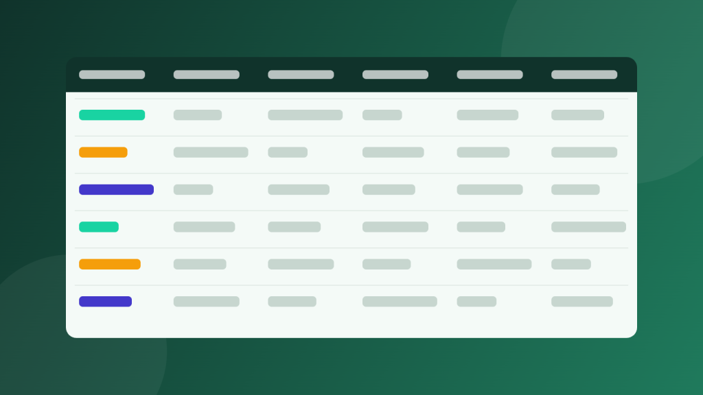 Illustration of a tracking plan spreadsheet with columns for events, triggers and owners